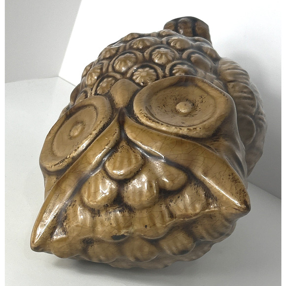 Vintage Ceramic Large 10" Brown Owl Glossy Art MCM Decor - Picture 9 of 9